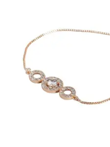 I Jewels Set Of 2 Rose Gold-Plated Cubic Zirconia-Studded Charm Bracelets