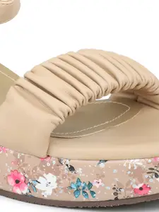 Inc 5 Floral Printed Wedge Heels With Buckles