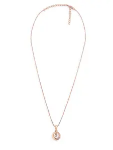 Zaveri Pearls Rose Gold-Plated CZ-Studded Pendant With Chain