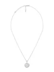 Zaveri Pearls Silver-Plated CZ-Studded Pendant With Chain