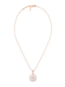 Zaveri Pearls Rose Gold-Plated CZ-Studded Pendant With Chain