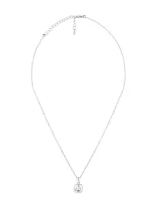 Zaveri Pearls Silver-Plated Stone-Studded Pendant With Chain