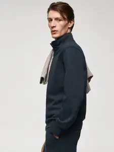 MANGO MAN Half-Zipper Full Sleeves Sweatshirt