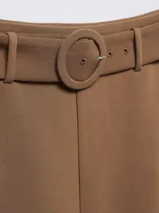 MANGO Front Slit Midi Straight Skirt with Belt