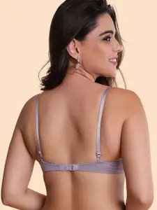 Enamor Padded Non-Wired Full Coverage Flattering Frame with Satin Straps Plunge Bra