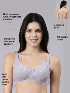 Enamor Non Padded Wired Full Coverage Seamless & Wide Front Straps Lace Everyday Bra