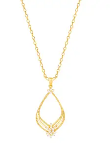 GIVA Gold-Plated CZ-Studded Pendant With Chain