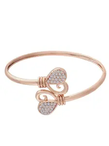 I Jewels Set Of 2 Rose Gold-Plated Cubic Zirconia-Studded Kada Bracelets