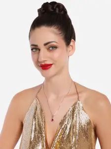 Zaveri Pearls Rose Gold-Plated CZ-Studded Pendant With Chain