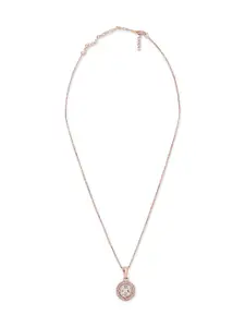 Zaveri Pearls Rose Gold-Plated CZ-Studded Pendant & Chain