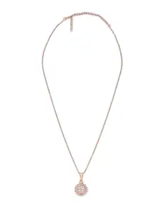 Zaveri Pearls Rose-Gold Plated CZ-Studded Pendant With Chain
