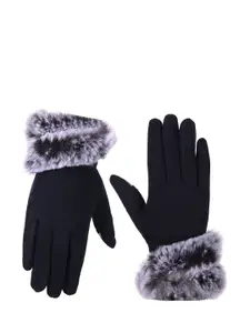 Alexvyan Women Leather Wind Proof Thermal Warm Gloves