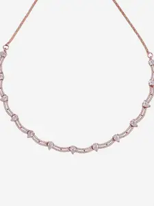 Kushal's Fashion Jewellery Rose Gold-Plated Zircon-Studded Necklace