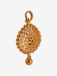 Kushal's Fashion Jewellery Embellished Bridal 92.5 Silver Ruby Stones- Temple Pendant