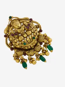 Kushal's Fashion Jewellery 92.5 Sterling Silver Gold-Plated Ruby Stone-Studded Pendant