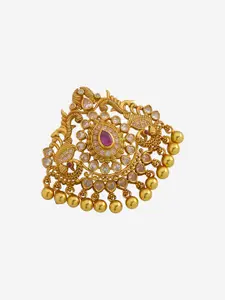 Kushal's Fashion Jewellery Embellished Bridal 92.5 Gold-Plated Temple Pendant