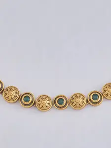 Kushal's Fashion Jewellery Gold-Plated Studded Antique Necklace