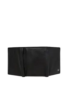 Allen Cooper Men Textured Leather Three Fold Wallet