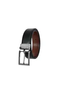 Allen Cooper Men Textured Leather Reversible Formal Belt