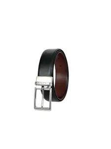 Allen Cooper Men Textured Leather Reversible Formal Belt