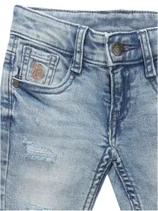 U.S. Polo Assn. Kids Boys Slim Fit Mildly Distressed Heavy Fade Stretchable Jeans