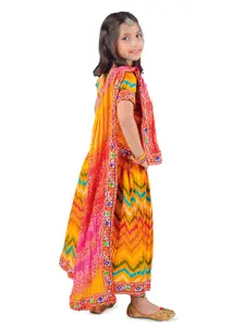 ahhaaaa Girls Printed Thread Work Ready to Wear Cotton Lehenga Choli With Dupatta
