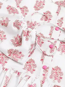 Sangria White Floral Printed A-Line Short Kurti