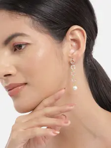 Carlton London Women Gold-Plated Pearl-Studded Drop Earrings