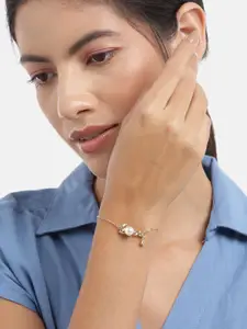 Carlton London Women Gold-Plated Pearls Adjustable Charm Bracelet