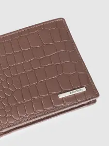 Allen Solly Men Brown Textured Leather Two Fold Wallet