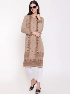 KEIKO Woven Design Round Neck Acrylic Regular Kurta
