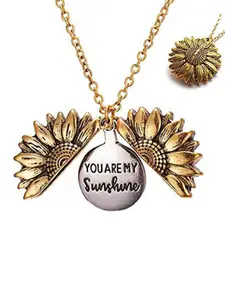 Mahi Gold-Plated Sunshine Engraved Inspirational Pendant