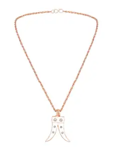 Mahi Alloy Rose Gold-Plated Stone-Studded Pendant