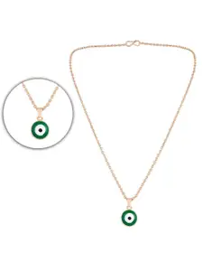 Mahi Rose Gold-Plated Evil Eye Pendant With Chain