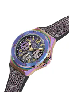 GUESS Women Textured Dial & Embellished Straps Analogue Multi Function Watch GW0620L4