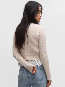 MANGO Cable Knit Ribbed Pullover