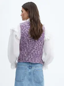 MANGO Speckled Cable Knit Sweater Vest