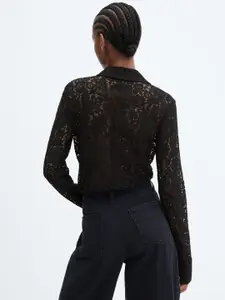 MANGO Floral Lace Casual Shirt