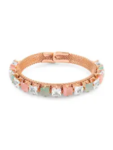 Zaveri Pearls Cubic Zirconia Rose Gold-Plated Kada Bracelet