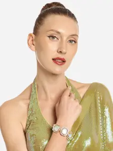 Zaveri Pearls Women Gold-Plated Studded Wraparound Bracelet