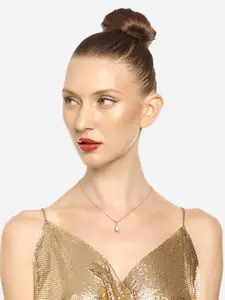 Zaveri Pearls Rose Gold-Plated CZ-Studded Pendant & Chain