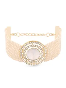 Zaveri Pearls Stone Studded & Beaded Link Bracelet