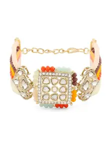 Zaveri Pearls Gold Plated Kundan Studded & Pearls Beaded Bracelet