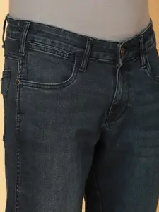 Wrangler Men Skanders Slim Fit Low-Rise Low Distress Light Fade Stretchable Jeans