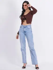 SIGHTBOMB V-Neck Tie-Up Detail Crop Top