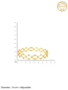 GIVA 925 Sterling Silver Gold-Plated CZ-Studded Adjustable Bangle-Style Bracelet