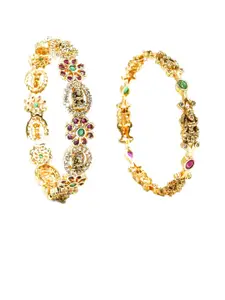 GRIIHAM Set Of 6 Gold-Plated AD-Studded Bangles