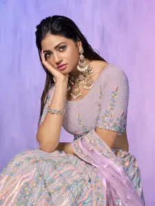 Fusionic Embroidered Sequinned Semi-Stitched Lehenga Choli With Dupatta