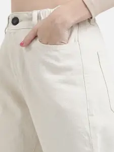 Bene Kleed Women Beige High-Rise Slouchy Fit Pure Cotton Jeans