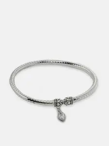 Sanjog Silver-Plated Engraved Tribal Design Adjustable Oxidized Kada Anklets